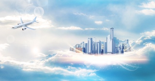 智慧城市天空合成背景
